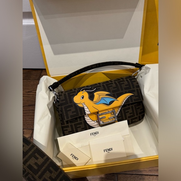 FENDI x FRGMT x POKÉMON Brown FF Fabric Bag - Picture 2 of 7